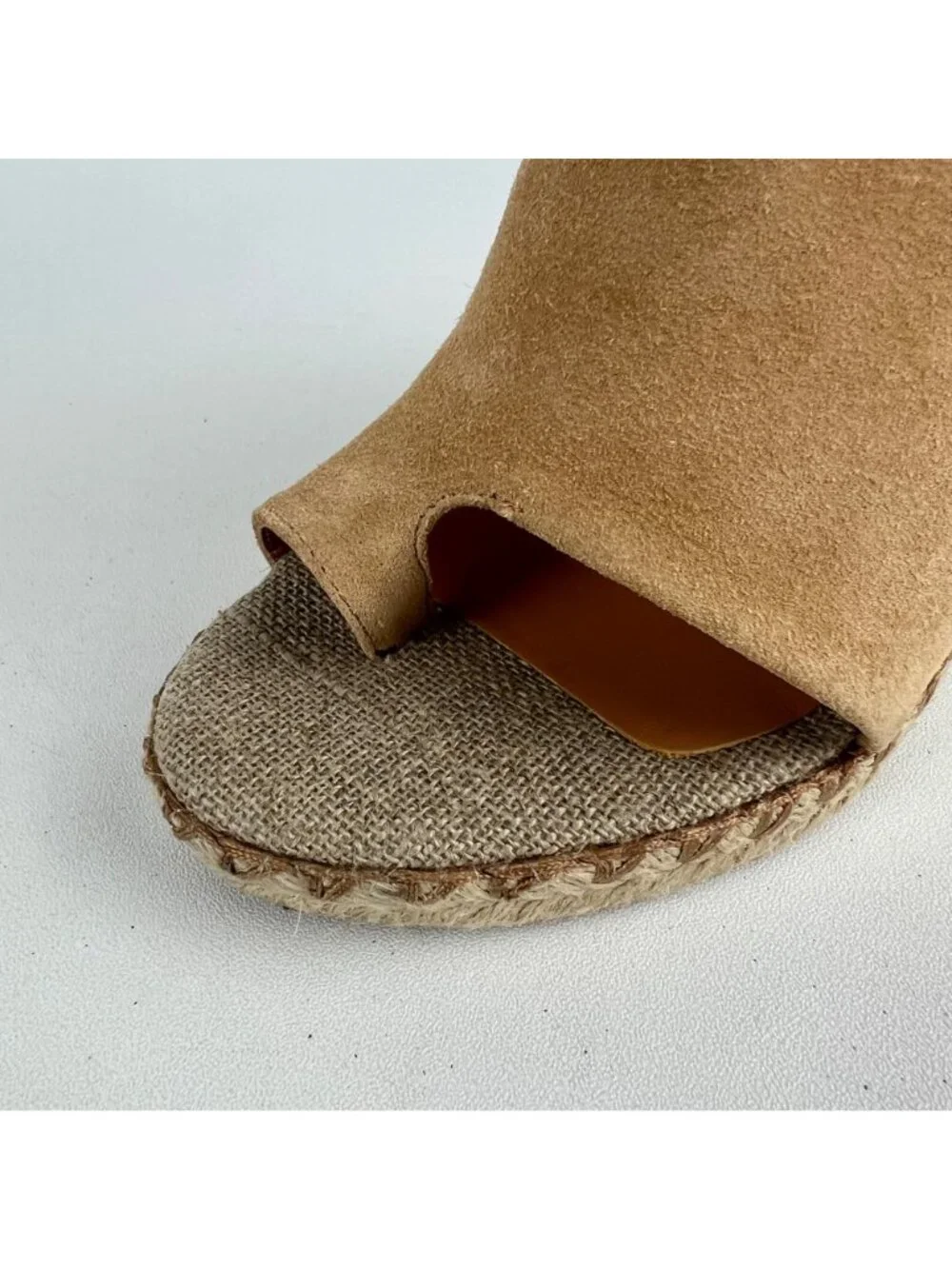 Vince Womens Sutherland Jute Wedge Sandals Brown Tan Suede Leather size 6M